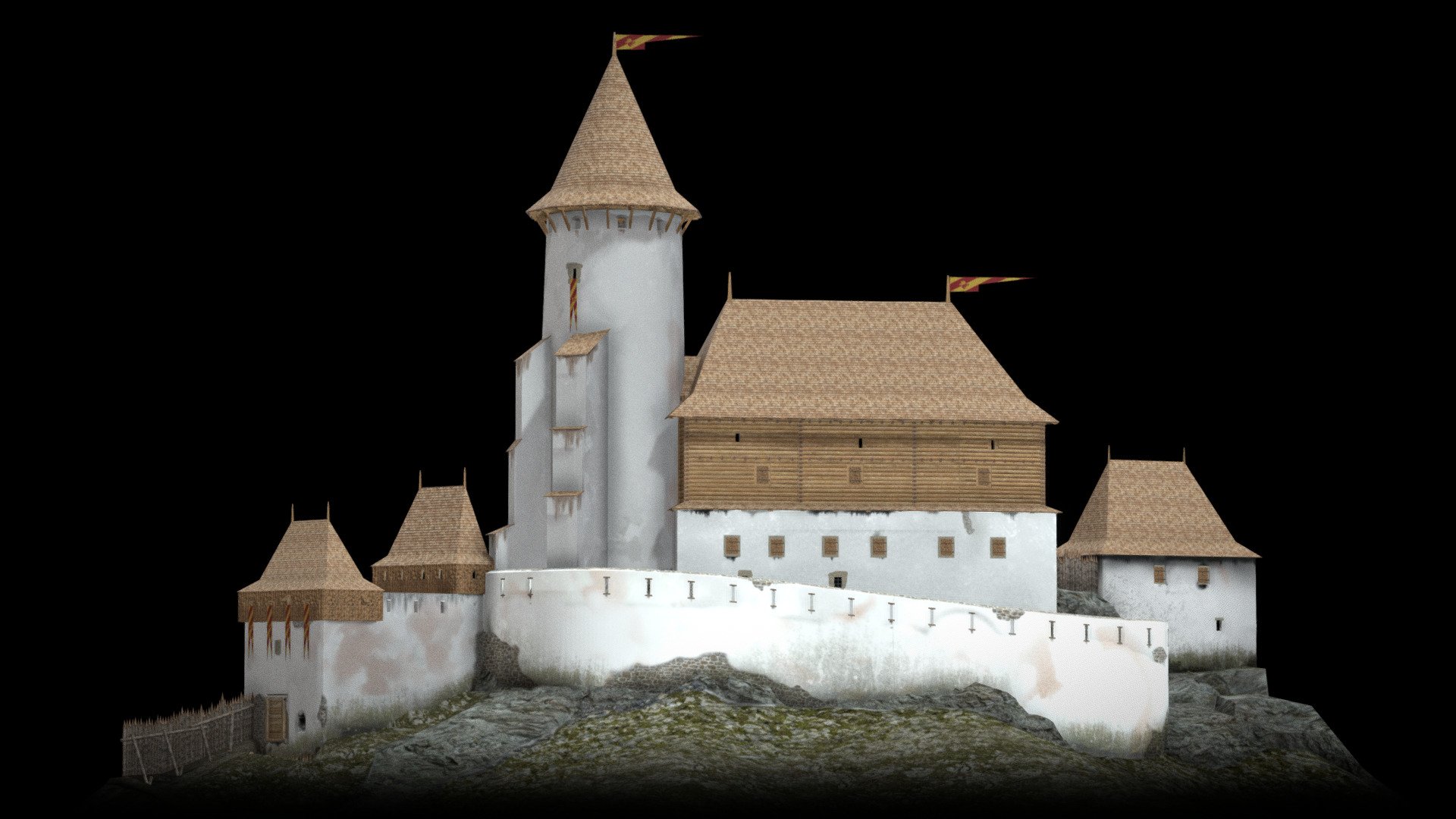 This medieval castle stands in central Slovakia. This is its castles core at the late Gothic period. Whole animation of construction is presented at an exhibition in the holographic pyramid at Stará lubovňa exhibition. The model has modeled interiors, which are not published in this model - maybe later&hellip; 

project page: https://community.foundry.com/portfolio/32561/medieval-castle
youtube: https://www.youtube.com/playlist?list=PLkDfjdDpi15HNpDet42bsx1wI3frSV0lh
hologram: https://www.napalete.sk/hologram-na-lubovnianskom-hrade-ukaze-jeho-historiu/

mapa: https://mapy.cz/s/fozuhebadu - The Castle: Stará Lubovňa - 3D model by Tomáš Musílek (@parleur) 3d model