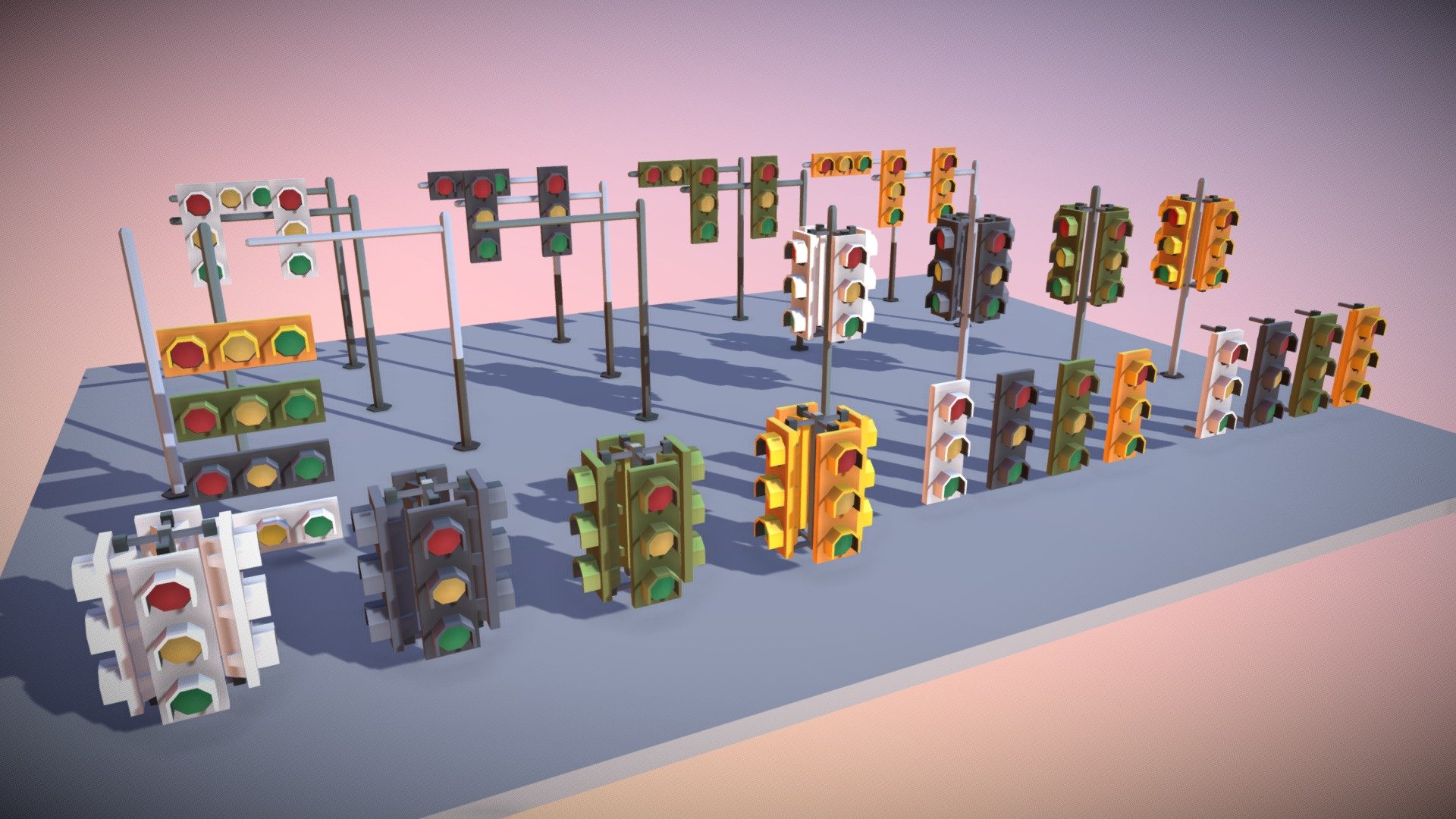 Tarbo - CITY &lsquo;Traffic Lights'
A low poly asset pack of traffic lights polygonal style game.
Modular parts are easy to piece together in a variety of combinations.
This product is designed for CITY Pack


Download here

FEATURES



32 useful prefabss

Included Modular Parts

Simple polygonal style

Includes demo scene

Designed to integrate well with TARBO - CITY Pack

Share with CITY Pack as a single material (and texture) - Optimized meshes useful for TopDown, RPG, RTS, mobile, AR, VR, PC


UPDATES &amp; NEWS



WEBSITE
 - TARBO - CITY 'Traffic Lights' - 3D model by Tarbo Studios (@tarboStudios) 3d model