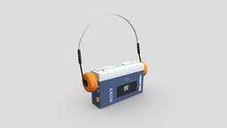 Sony Walkman TPS-L2 Cassette Player music, headset, prop, vintage, retro, portable, stereo, sony, headphones, headphone, table, player, walkman, cassette, blender, lowpoly, low, poly, radio, cassetteplayer