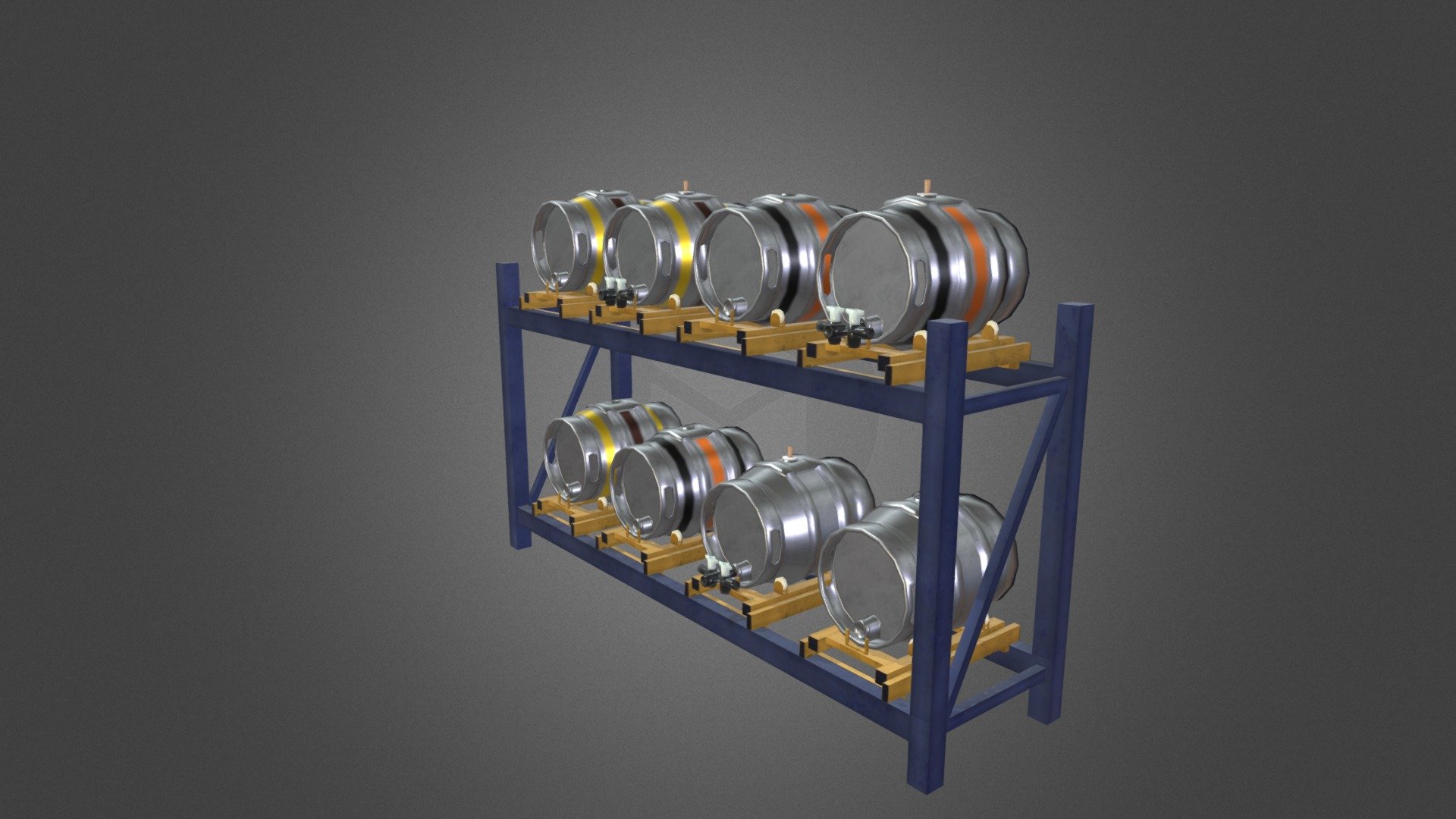 A tilting rack (or stillage) serves to store casks in an efficient manner while automatically tilting the cask as it empties to maintain good flow of beer straight to your pint.

Part of the Pub &amp; Micro Brewery Asset Pack avaliable on Unity Asset Store.

Features:


Quad-based mesh
Low-poly model suitable for realtime rendering (game engines, AR, VR)
1024px PBR textures, set up for Unity Standard Shader (smoothness is in alpha channel of metallic)

Included files:


Original .blend file 
FBX file
Textures
Reference images where appropriate

Check out the rest of the Brewery Collection: https://skfb.ly/6RwyO

Brewery Industrial Beer Process Manufacturing - Cask Ale Tilting Rack - Buy Royalty Free 3D model by Stainless Reality Ltd (@StainlessReality) 3d model