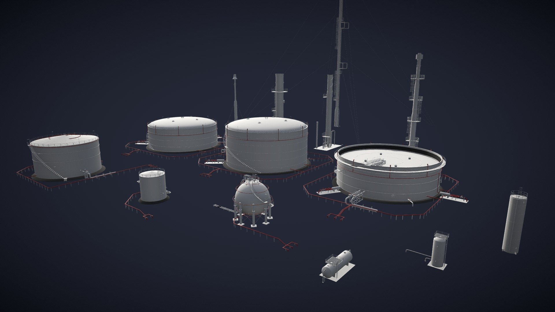 oil tanks and flare stacks

Model is not up to scale or precise and lot of the parts are modeled form my imagination and available images

Polys: 102979

Vertices: 126339

clean geometry: polygons only

materials: basic

render setup is not included in the file

clean geometry: polygons only

uw mapped: NO

uw unwarped: NO

zip file (max2017, OBJ, blender, FBX) - oil tanks and flare stacks - Buy Royalty Free 3D model by cikameja 3d model