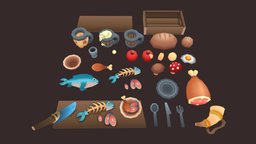 Viking food food, fish, mushroom, plank, bowl, apple, egg, meat, viking, chicken, cook, mead, silver, mug, foam, beverage, beer, stylised, drinks, bread, loaf, butcher, assetpack, feast, cuttlery, friedegg, optimised, beermug, chickenleg, knife, asset, 3d, lowpoly, gameart, cup, gameready, meatcleaver, lazyunwrap, meadmug, "eten", "skullmug"