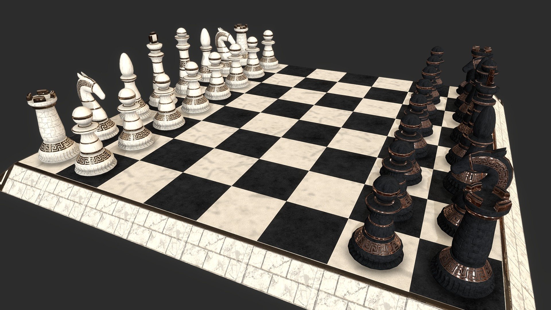Ancient themed chess set that I made for a game 3d model