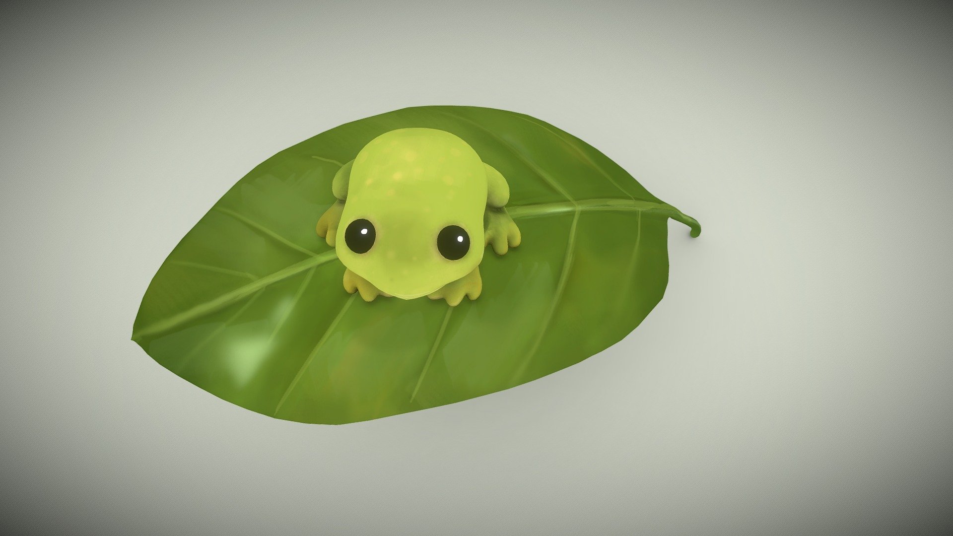It's frog. I saw a really cute photo of a frog and I wanted to make it. I really like them.

Please consider the earth! He's trusting you! - Froggy on a Leaf - 3D model by chelC 3d model