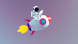 astronaut planet, cute, little, chibi, astronaut, rocket, vehicle, human, space