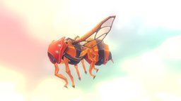 Robotic Wasp wasp, animation-animated, animation, robot, handpainted-lowpoly
