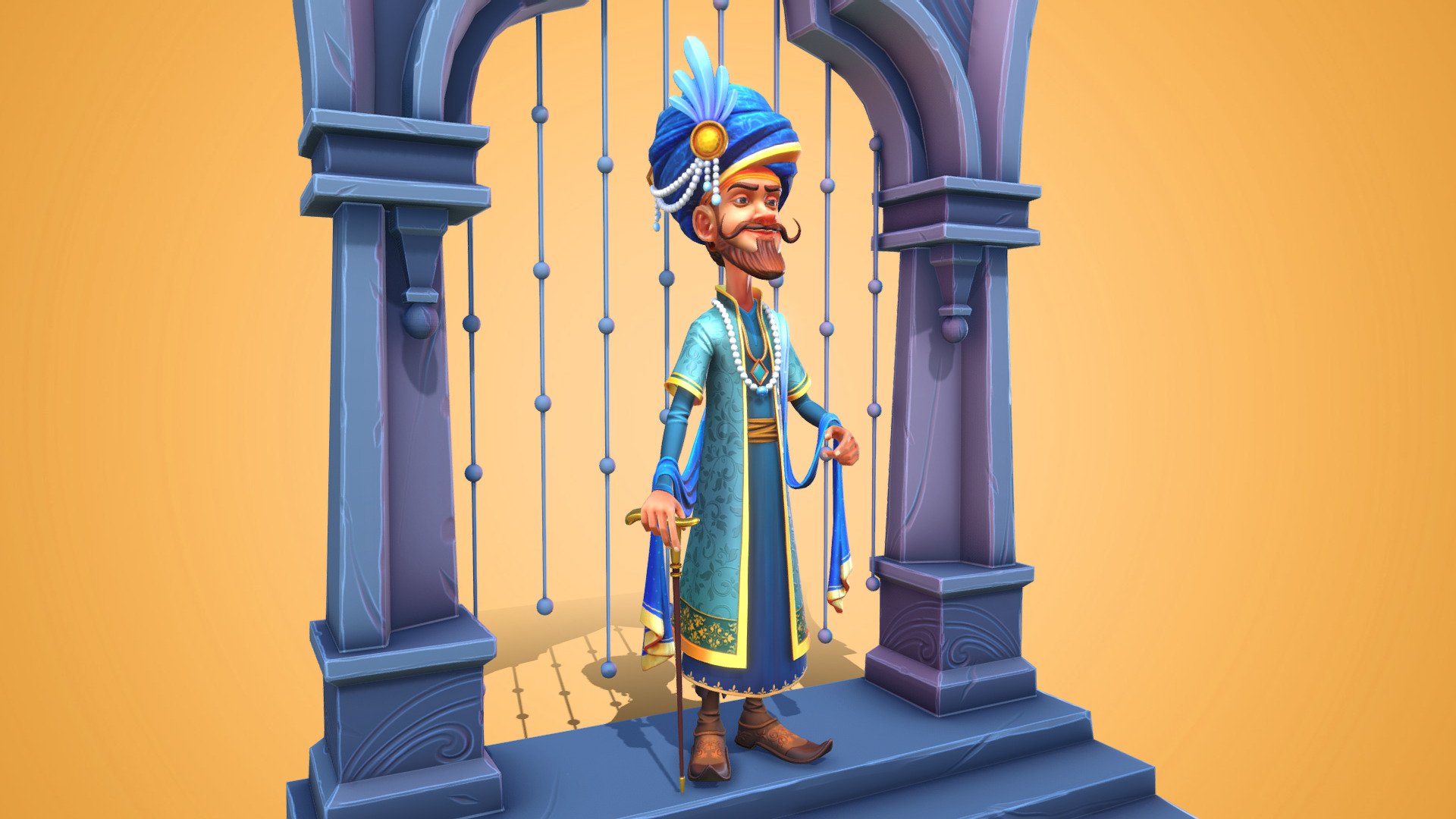 Cartoony Character - Indian Prince - 3D model by JuegoStudio 3d model