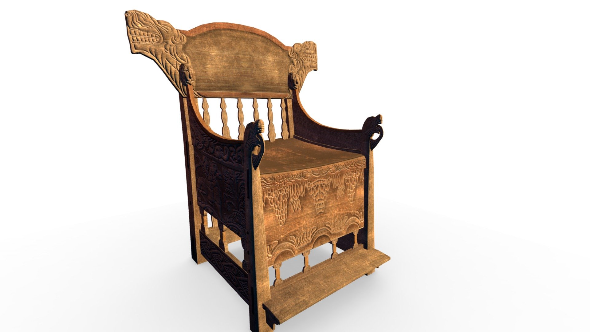 chair old norwegian-viking style - 3D model by The Ancient Forge (Svein) (@svein) 3d model
