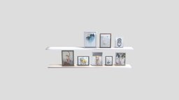 Modern Wall Shelves With Frames office, modern, cafe, shelf, frames, decor, picture, shelves, contemporary, paints, pbr, low, poly, home, wall