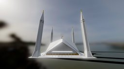 Faisal Masjid/Mosque asia, pakistan, mosque, islamabad, fbx-mesh, islamic-architecture, architecture, design, cinema4d, sketchfab