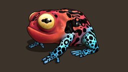 Poisonous Frog toon, frog, frogs, substancepainter, substance, character, low-poly, cartoon, hand-painted, characterdesign