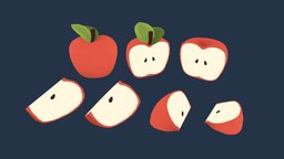 Cute Apple (Free) food, fruit, cute, apple, apples, colorful, slice, cartoon, lowpoly, gameasset, free, anime, simple, gameready