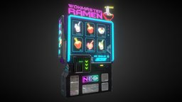 Ramen Vending Machine ninja, vending, cyberpunk, holo, neon, machine, ramen, scifi, futuristic