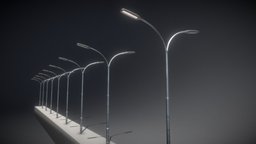 Street Light 11 (Pole 4) (Version 7) modern, led, lamps, streetlight, 3dhaupt, citylights, low-poly, street, light