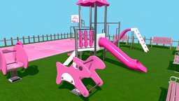 Barbie Playset toy, playing, set, toys, slide, play, pink, playground, barbie, playset