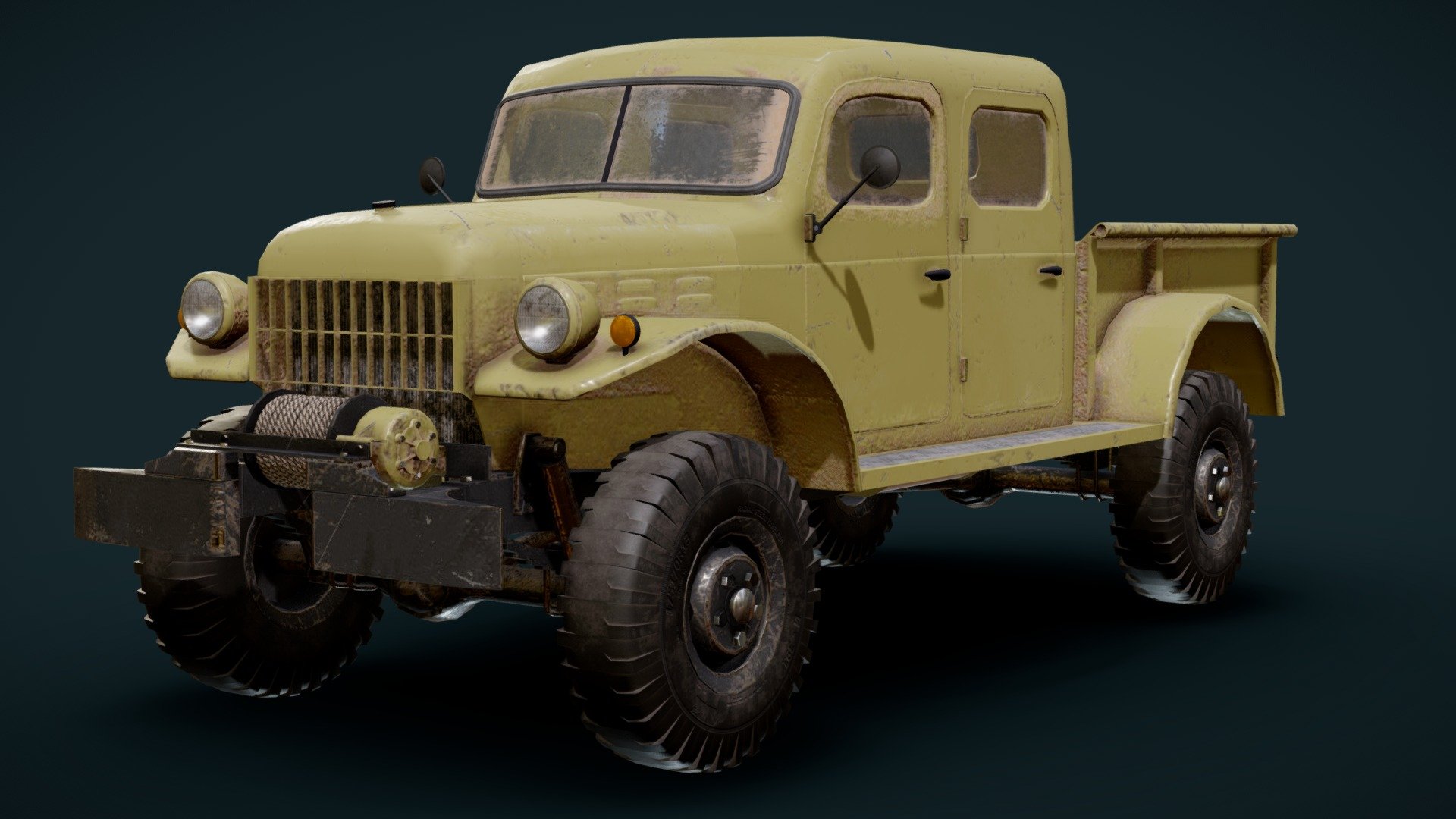 Model of Dodge Power Wagon with 2k textures for your games and renders.
Features:




Simple Interior

2k textures

Openable doors and hood with correct origin points

Simple engine

Detailed suspention and bottom
 - Dodge Power Wagon 1949 Crew Cab - Buy Royalty Free 3D model by Apokalips123 (@semarumov) 3d model