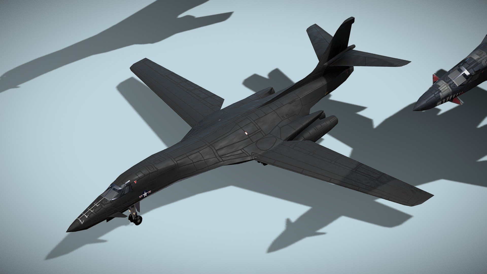 Rockwell B-1B Lancer

Lowpoly model of american strategic bomber



The Rockwell B-1 Lancer is a supersonic variable-sweep wing, heavy bomber used by the United States Air Force. It is commonly called the &ldquo;Bone