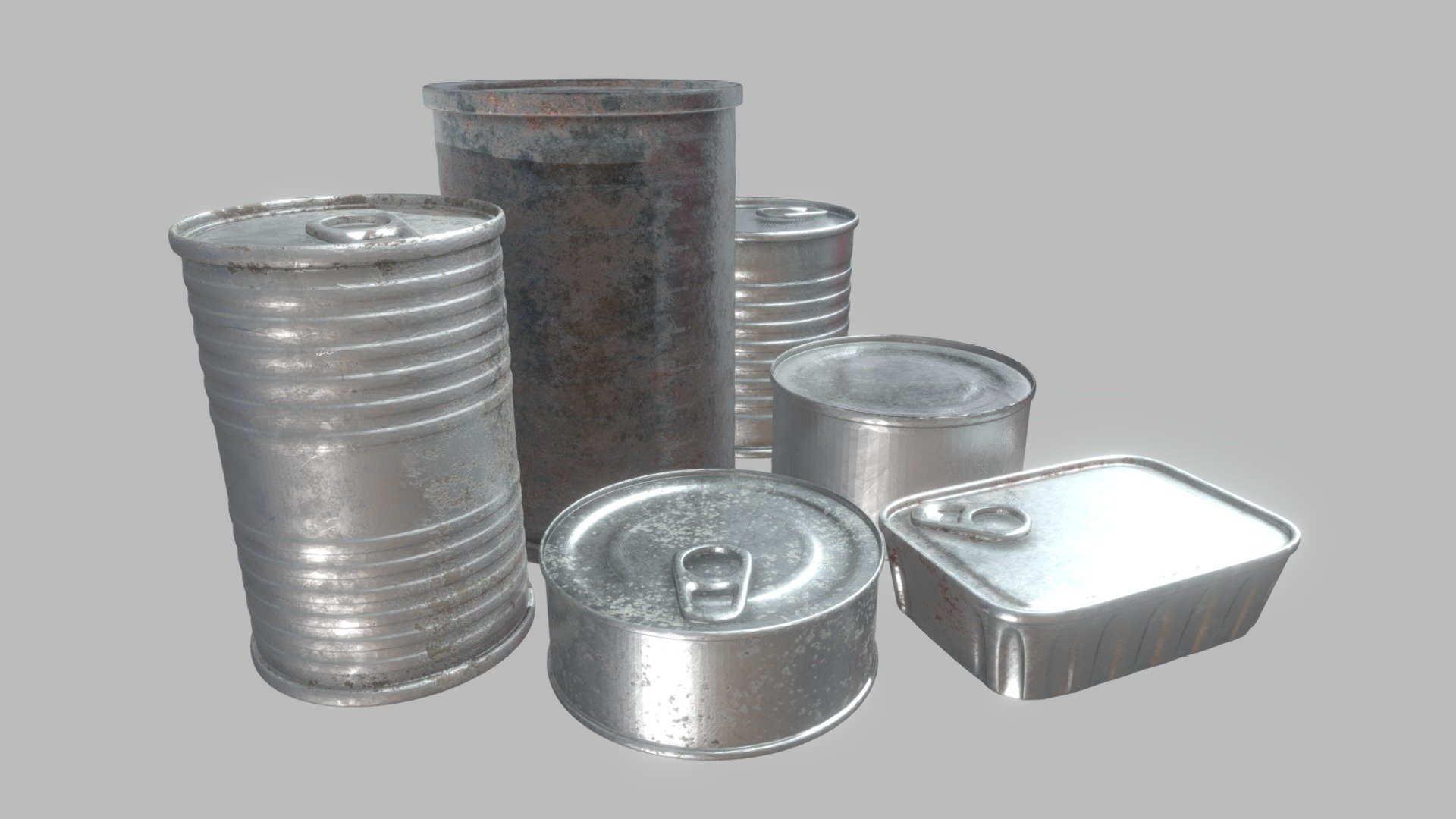 Some time ago, my first model was a can of sardines, as simple as that, I didn't have much creativity, however I wanted to do it again after everything I've learned and I couldn't be more delighted with the final product. 
A variety of aluminum cans, of different sizes and in different conditions - Food Cans - Download Free 3D model by LiliumLetifer 3d model