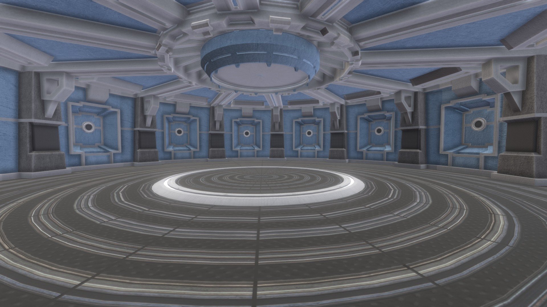 Low Poly Animated Sci-Fi Circular Room with moving platform in the center.  Optimized with Color, Metallic, and Normal Map for real-time engine use 3d model