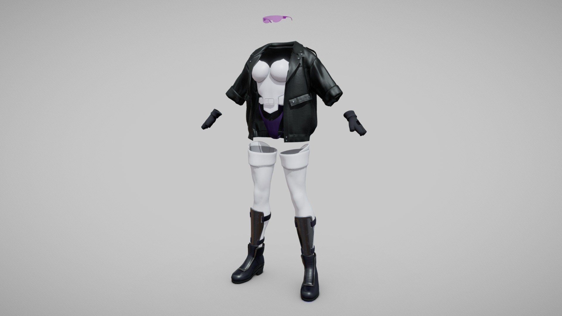 Ghost in the shell - Motoko Kusanagi Outfit costume set:
Coat, stockings, boots, gloves, penties, corset and glasses ;)
Quad-sub-div ready assets.
9 separate objects with 4k PBR textures.
All formats included (fbx obj glb dae) - GITS Motoko Kusanagi Outfit costume set - Buy Royalty Free 3D model by DeepDown 3d model