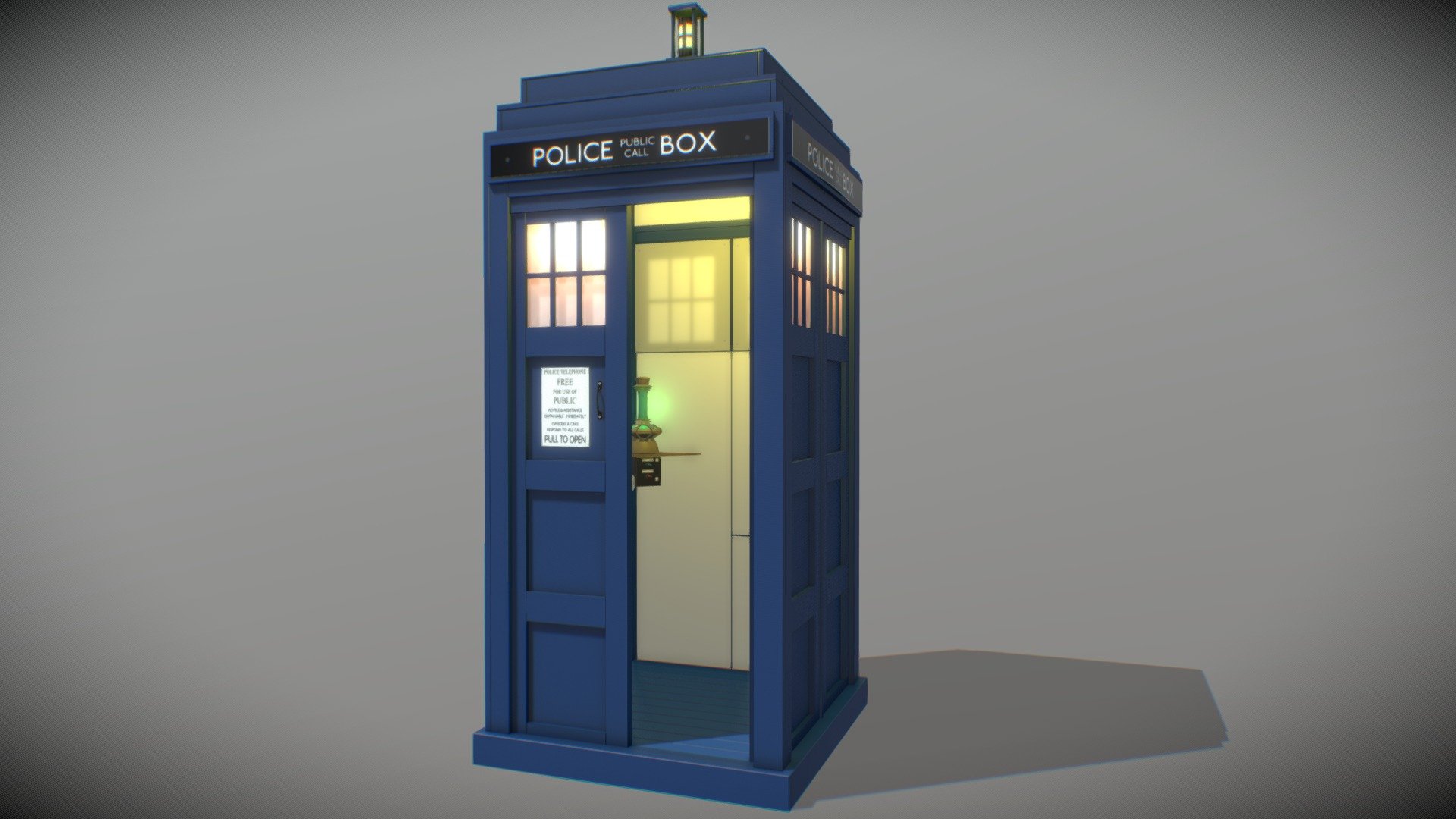 A  TARDIS exterior based on Septex's custom design sitting in his backyard - Septex's custom TARDIS exterior - 3D model by MOLDA 3d model