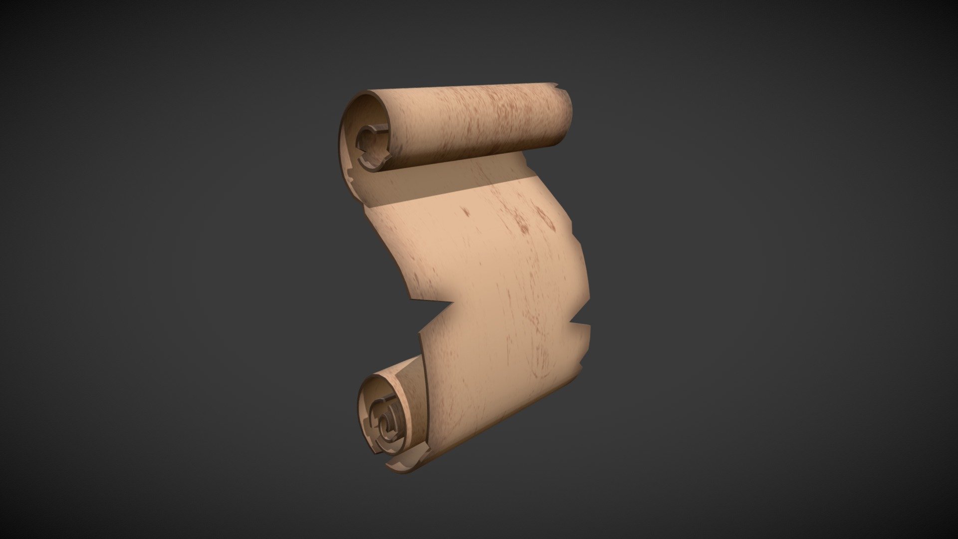 a simple low poly, stylized, hand-painted scroll 3d model