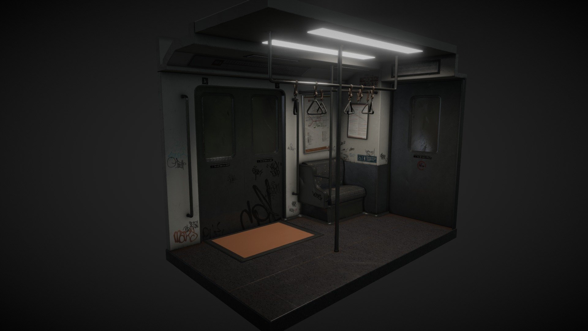 Hi everyone, 
this is my first environment. I wanted to recreate the Subway car interior.
I used Maya and Substance Painter 3d model