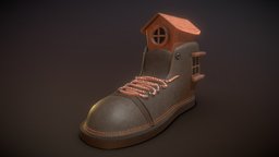 shoe house shoe, shoehouse, blender, blender3d, house, fantasy