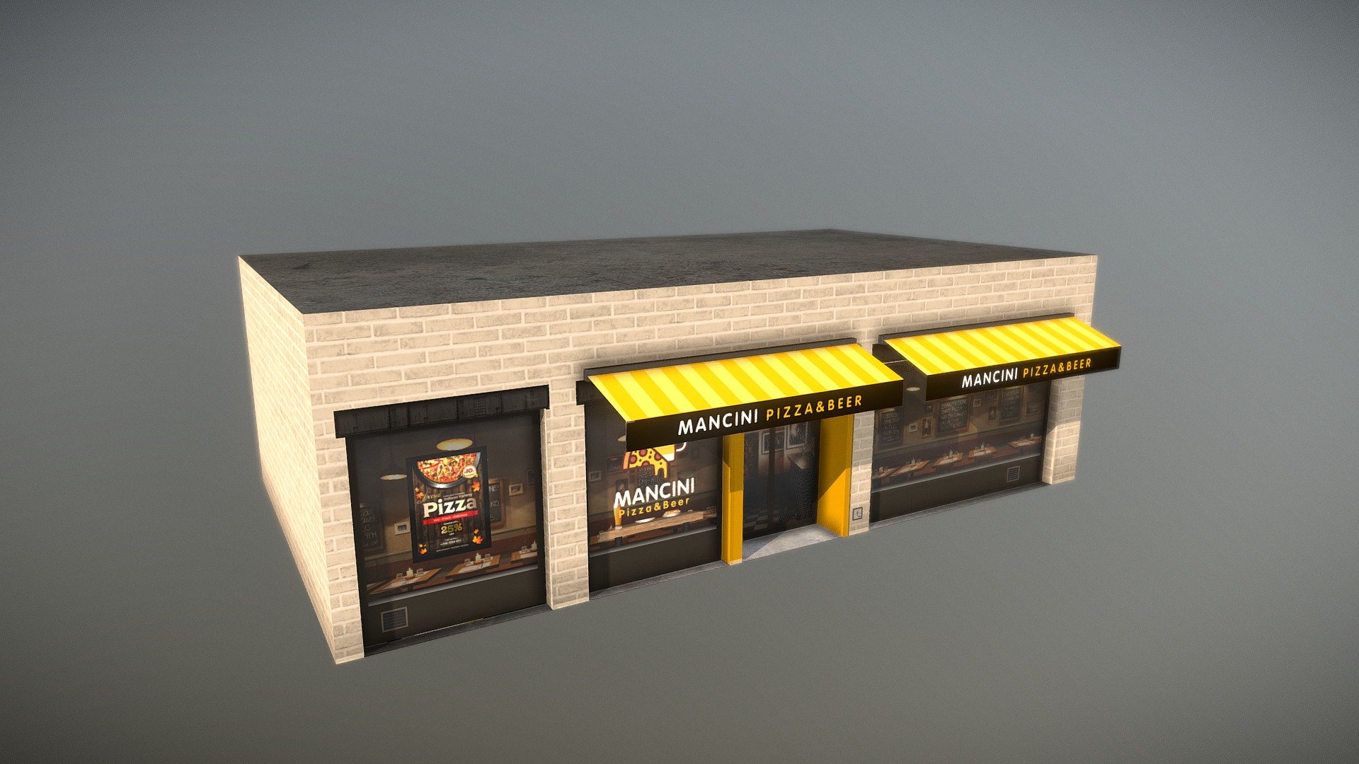 A (fictive) modern pizzeria which offers wood-fired pizzas and beers from all around the world (as well as delicious sodas for kids).
Asset created for Cities: Skylines 3d model