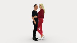 Hugging Young Couple 0359 people, miniatures, realistic, woman, romance, hugging, couple, character, 3dprint, model, man