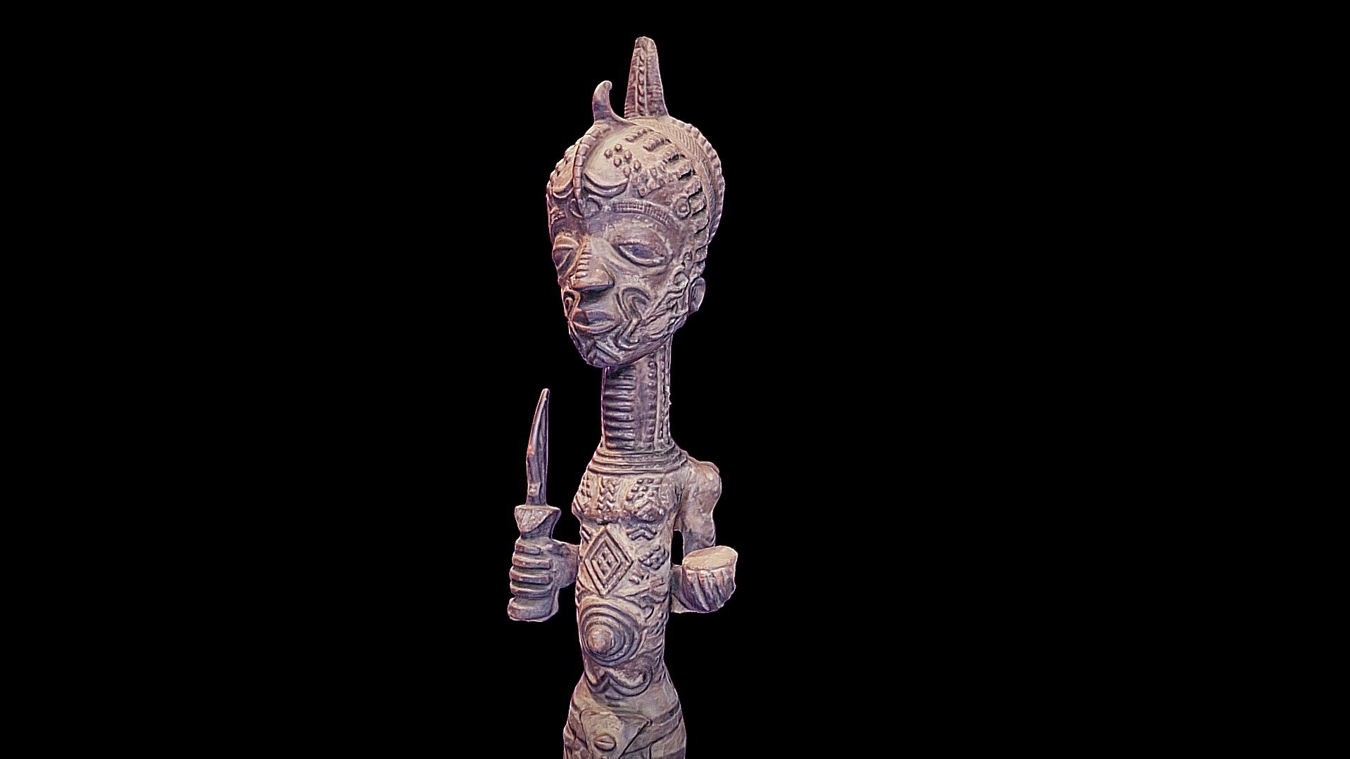 African wooden statue (African Museum of Tervuren - Belgium) - African statuette - Buy Royalty Free 3D model by LZ Creation (@jmch) 3d model
