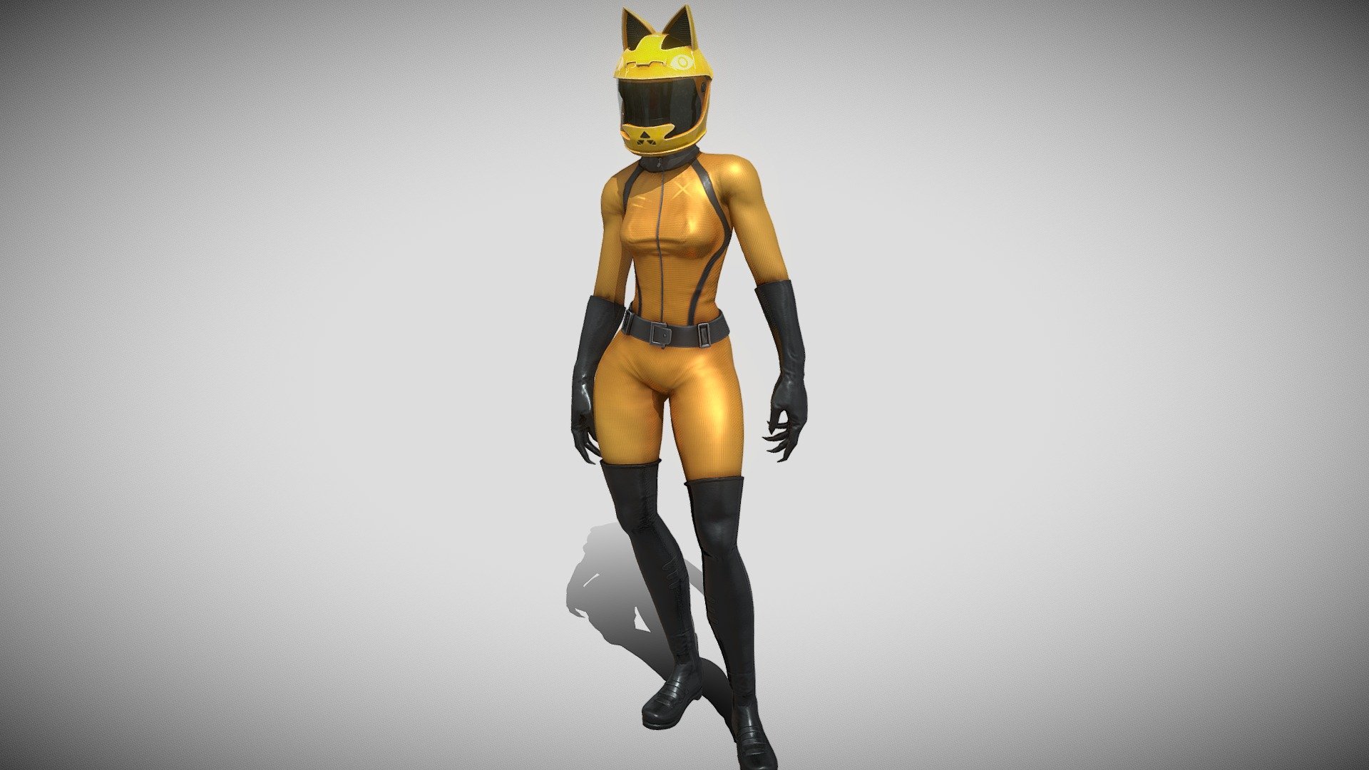 The stylized woman in a cat helmet. Textures are 4k 3d model