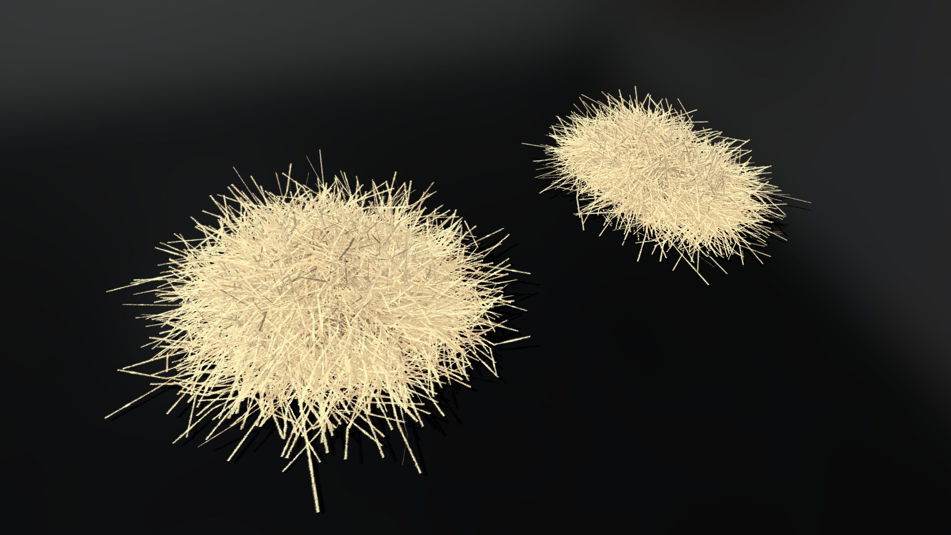 These tiny haystacks are intended for use in games or any other real-time environment. 
These models are also included in a larger pack, which contains multiple haystacks and hay bales.

Both models are game-ready but relatively high-poly. 
They are intended to be used with performance-enhancing game engine techniques such as auto LODs, distance culling, etc.

4k .tga textures are included in the download:




BaseColor.tga

Normal.tga

ORM.tga (This is a packed texture, where the RGB channels each contain different texture maps)
Red Channel = Ambient Occlusion - Green Channel = Roughness - Blue Channel = Metallic

Model + Textures by: David Falke

Website: https://www.grip420.com/

Discord: Follow us on Discord

Facebook Follow us on Facebook - Haystacks Tiny - GameReady - Buy Royalty Free 3D model by GRIP420 3d model