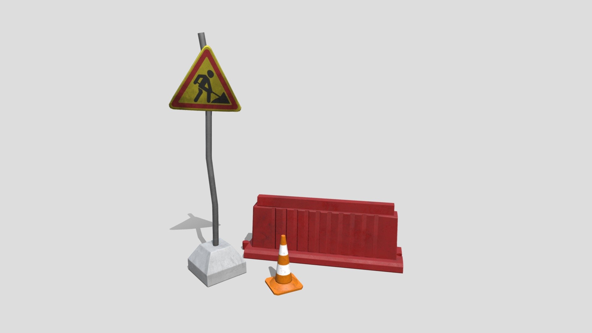 Road Works (low poly set) - Download Free 3D model by ugarychev 3d model