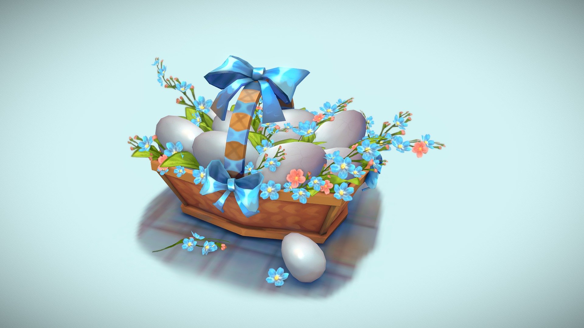 Basket with eggs, texture 1012 - Easter eggs - 3D model by CHL (@chl_) 3d model