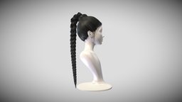 Realistic Black High ponytail braid long Hair hair, long, realistic, woman, eevee, ponytail, hairdresser, braid, haircut, haircards, hairstyle, character, girl, female, human, cycles