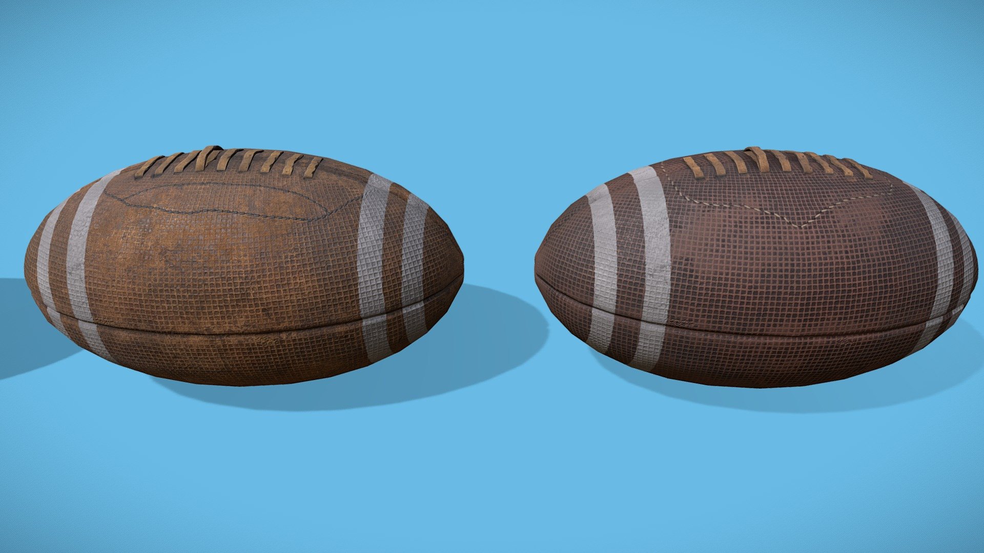 Late 1920s or 1930s old-fashioned American-style Footballs in several different texture variations, and one model variation 3d model
