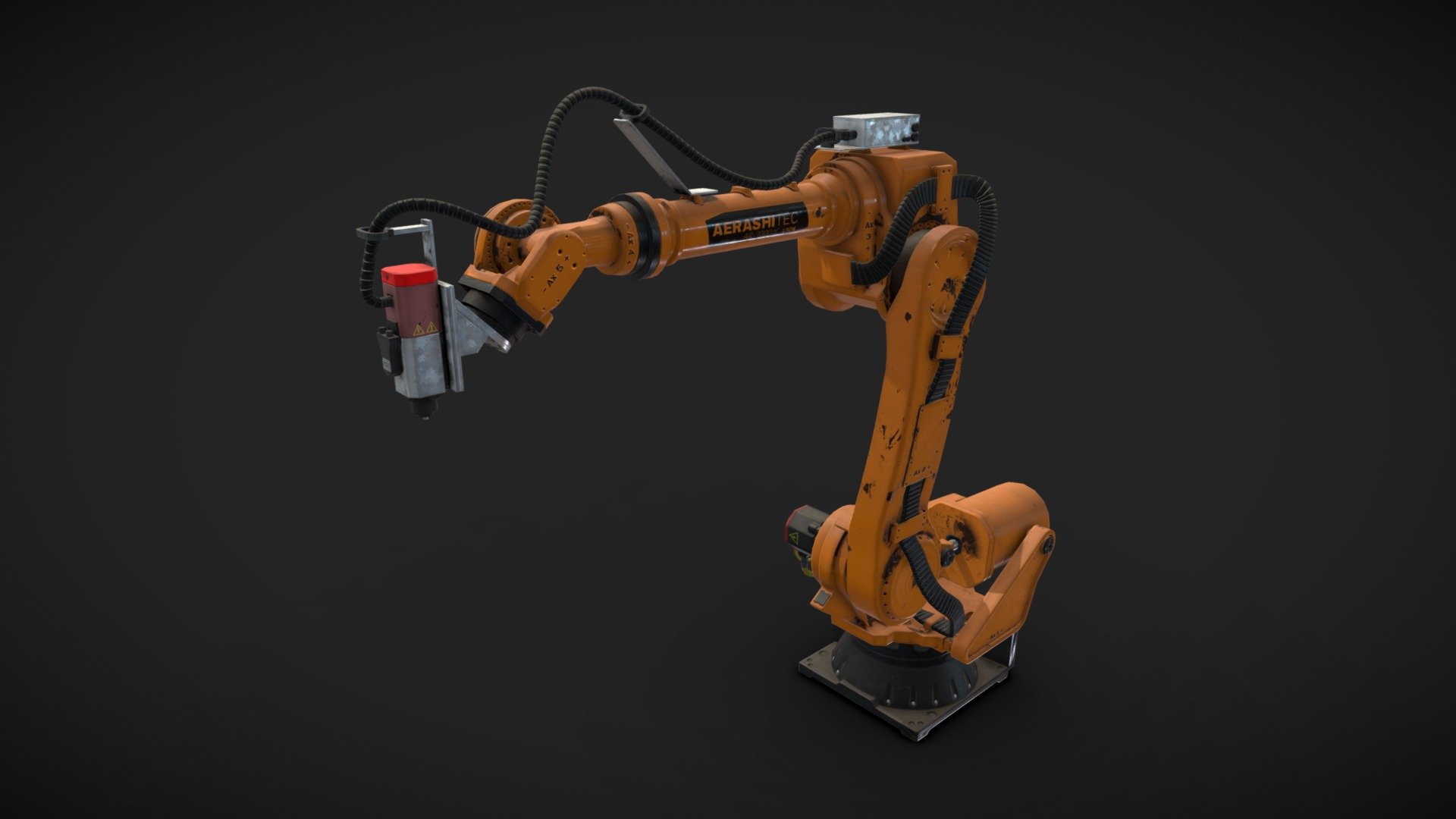 A robot arm 1mx2mx2m in size in it's most compact form and can reach about 6m fully extended 3d model