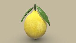 Lemon With Leaf Low Poly Realistic PBR