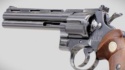 GameReady: Colt Python Revolver revolver, realistic, iron, pbr-game-ready, weapon, gun