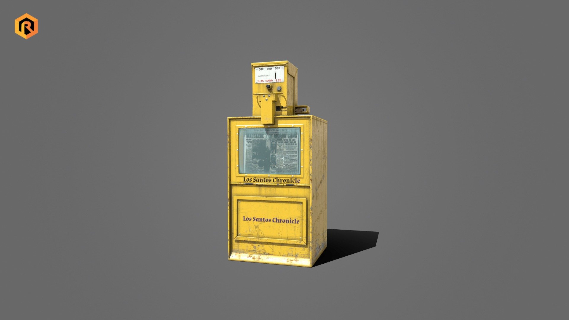Low-poly PBR 3D model of Newspaper Vending Machine.

Interior part is also modeled and the opening is a separate object so you can animate it.

This object is best for use in games and other VR / AR, real-time applications such as Unity or Unreal Engine.  

Technical details:




2 PBR textures sets  (Main body and glass) 

1080 Triangles

1329  Vertices

The model is divided into few 2 objects (Main body and doors)

Model completely unwrapped.

Model is fully textured with all materials applied.

Pivot points are correctly placed to suit animation process.

Lot of additional file formats included (Blender, Unity, Maya etc.)

More file formats are available in additional zip file on product page.  

Please feel free to contact me if you have any questions or need support for this asset 3d model