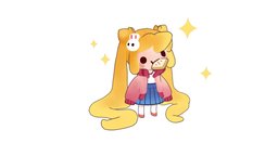 Sailormoon casual bun 🐰🌙 rabbit, cute, star, yellow, stef, sailormoon, kawai