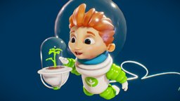 The gardian of life plant, cute, kid, nature, refraction, ior, glass, cartoon, sci-fi, space, spaceship