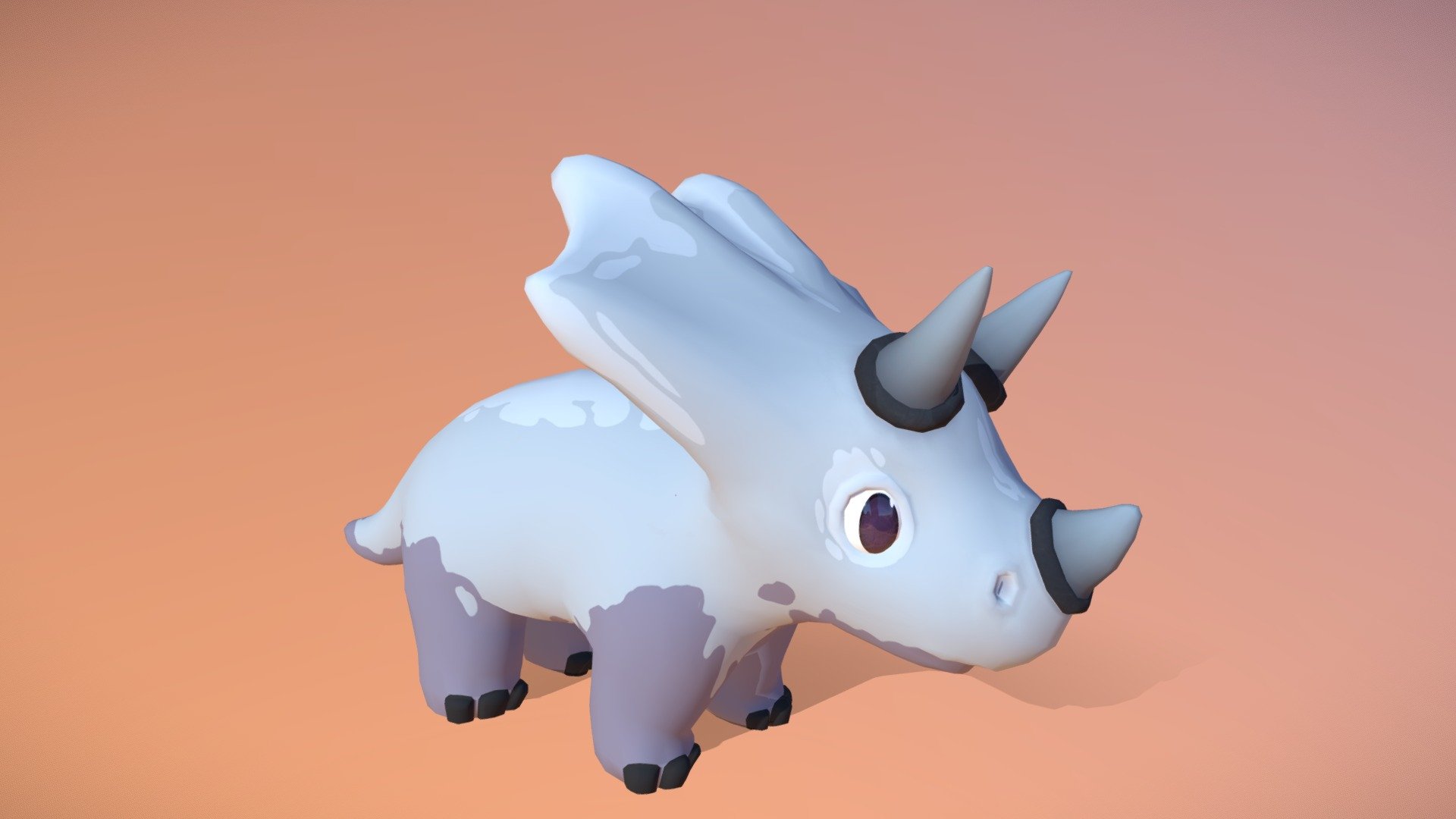 Animated baby triceratops with chonky little legs, inspired by the art in Paleo Pines by Italic Pig and Jim Henson's puppet &lsquo;26' in Dinotopia 3d model