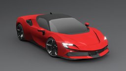 Ferrari SF90 Low-poly 3D ferrari, bmw, audio, toyota, benz, 2021, low-poly, 3d, mobile, car, 2023, benz-trucker, sf90