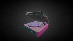 Wooden Record Player vintage, record, vinyl, old, recordplayer, blender, lowpoly, textured