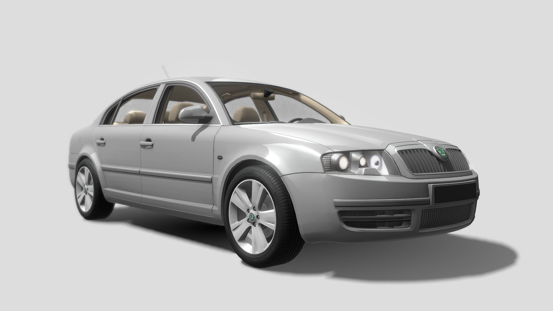 Skoda Salooncar Model,highpoly &amp; HQ Interior mesh.

Software: 3DMax.

This model has a realistic interior (with a seperate steering-wheel), seperate wheels (hinged at geometry centre), seperated calipers and high-res textures. Overall, it’s a great model for use on mobile applications/games and in XR (AR/VR) environments.
 - Skoda Salooncar Model - 3D model by sanfree 3d model