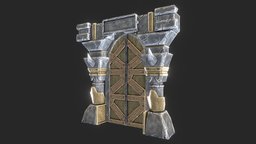 Game Stylized Dungeon Door dungeon, rusty, mechanical_boss, substance, 3d, model, zbrush, stylized, door