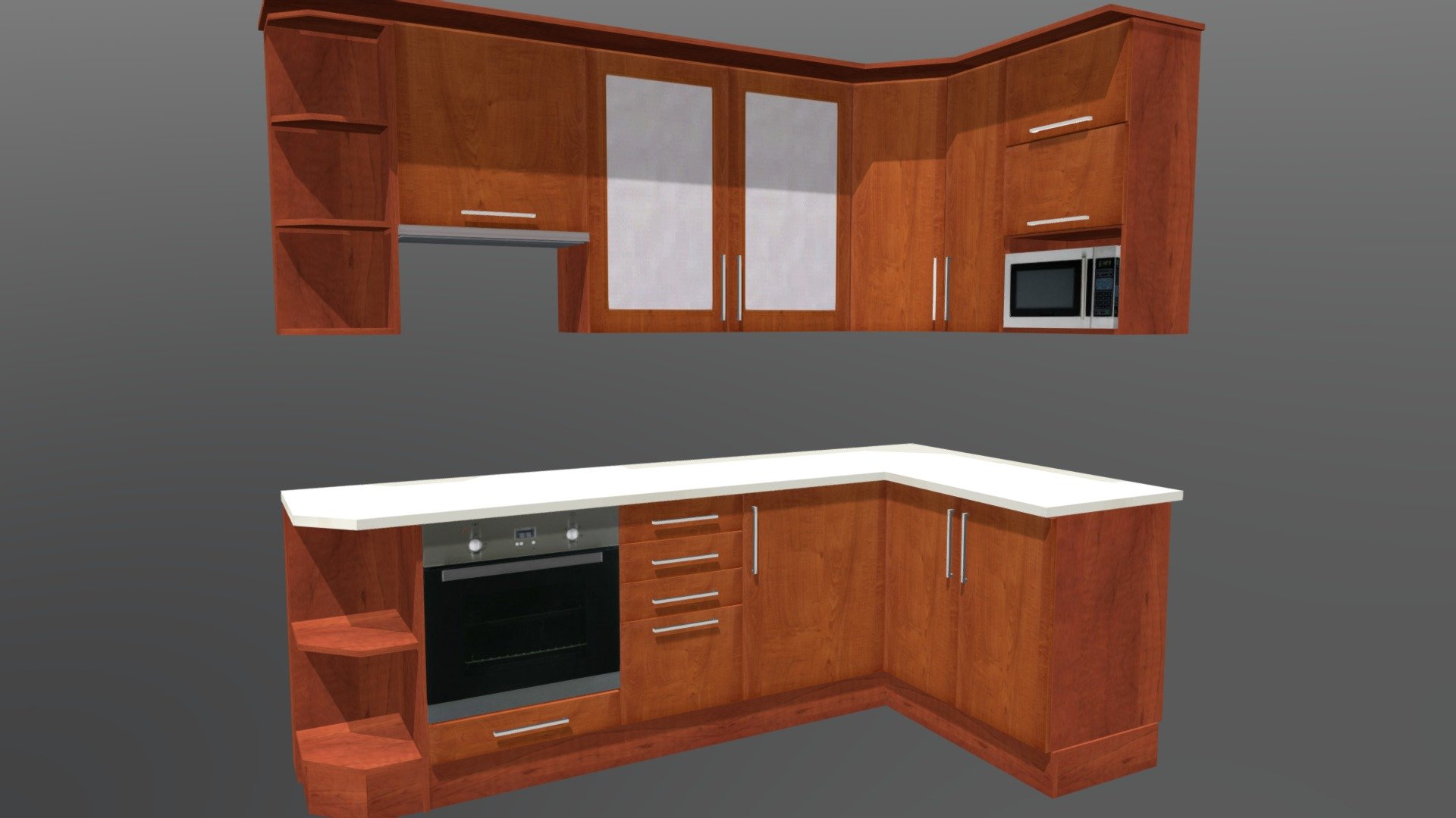 Kitchen cabinet created by free cabinet deisgn software.
The modell can also be downloaded in its original file format.
It also contains the parts list and assembly drawings.
Based on these, the furniture can be built in reality.
The cad software can be downloaded here: http://www.freecabinetcad.com

Az ms_Bútortervező ingyenes programmal készített konyhabútor.
A rajz elérhető az eredeti fájlformátumban is.
A tervező szoftver innen letölthető : http://www.butortervezo.com

L:2560 mm
W:1380 mm
H:2355 mm - Kitchen cabinet 6 - Buy Royalty Free 3D model by ms_Butor (@butortervezo) 3d model