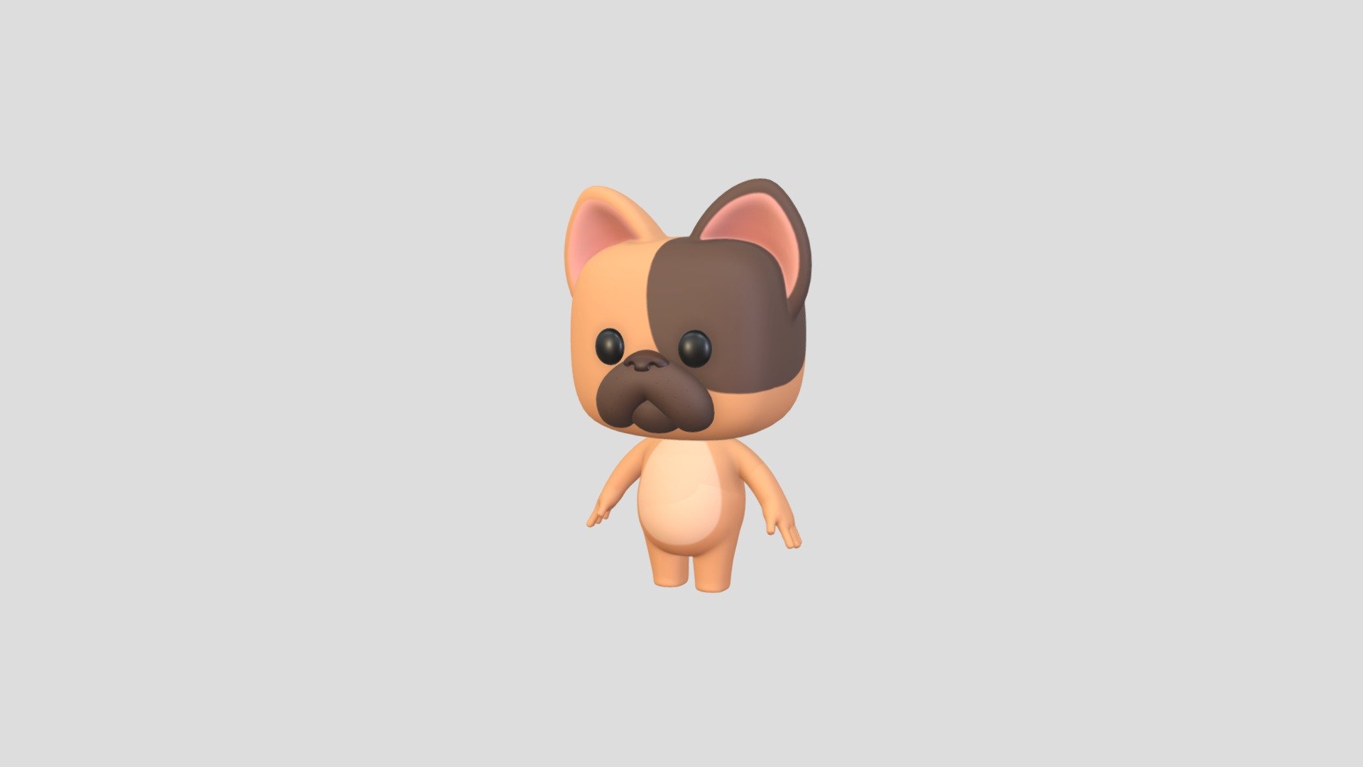 Cartoon French Bulldog Character 3d model.      
    


Clean topology    

No Rig                          

Non-overlapping unwrapped UVs        
 
Ready for game engines 
 


File Formats       
 
3dsMax(2023) / FBX / OBJ   
 

PNG textures               

2048 x 2048 px               
 
( Base Color / Normal / Roughness ) 

                        

3,228 poly                         

3,283 vert                          
 - Cartoon French Bulldog - Buy Royalty Free 3D model by Suphanee 3d model